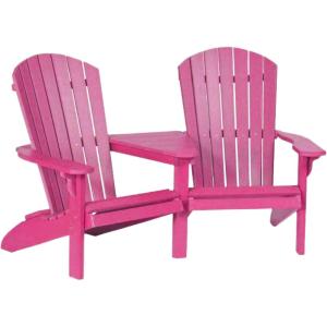 imageDutchCrafters HDPE Poly Fan Back Settee Adirondack TeteaTete Chair for Two Double Seat for Outdoor Patio Balcony Deck Garden Porch and Outdoor Furniture RedPink