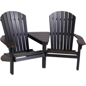 imageDutchCrafters HDPE Poly Fan Back Settee Adirondack TeteaTete Chair for Two Double Seat for Outdoor Patio Balcony Deck Garden Porch and Outdoor Furniture RedBlack