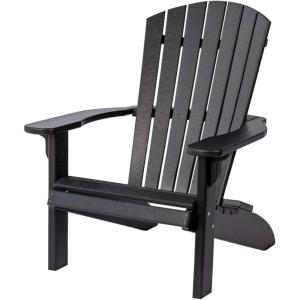 imageDutchCrafters HDPE Poly Plastic Fanback Adirondack Chair Outdoor Patio Chair Outdoor Furniture for Patio Deck Balcony Lawn  Amish Made in USA BlueBlack