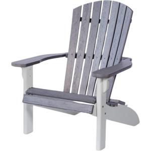 imageDutchCrafters HDPE Poly Plastic Fanback Adirondack Chair Outdoor Patio Chair Outdoor Furniture for Patio Deck Balcony Lawn  Amish Made in USA BlueRustic Gray  White