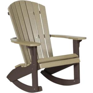 imageDutchCrafters Outdoor Patio Rocking Chair HDPE Poly Adult Rocker with Armrests Adirondack Chairs for Porch Lawn Garden Balcony Deck  Amish Made in America Rustic GrayWeatherwood  Brown