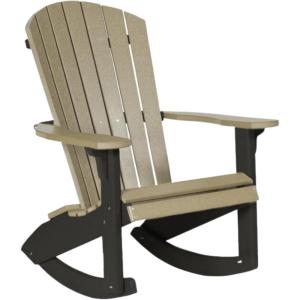 imageDutchCrafters Outdoor Patio Rocking Chair HDPE Poly Adult Rocker with Armrests Adirondack Chairs for Porch Lawn Garden Balcony Deck  Amish Made in America Rustic GrayWeatherwood  Black
