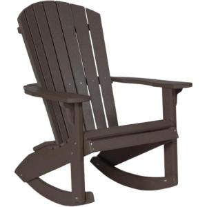 imageDutchCrafters Outdoor Patio Rocking Chair HDPE Poly Adult Rocker with Armrests Adirondack Chairs for Porch Lawn Garden Balcony Deck  Amish Made in America Rustic GrayBrown