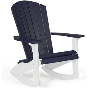 imageDutchCrafters Outdoor Patio Rocking Chair HDPE Poly Adult Rocker with Armrests Adirondack Chairs for Porch Lawn Garden Balcony Deck  Amish Made in America Rustic GrayPatriot Blue  White