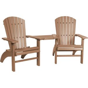imageDutchCrafters Poly Fanback Settee Bench Chairs with Removable Side Table Plastic Adirondack Settee Loveseat Outdoor Table and Chairs Patio Chairs Set of 2 Outdoor Patio Furniture GrayCedar