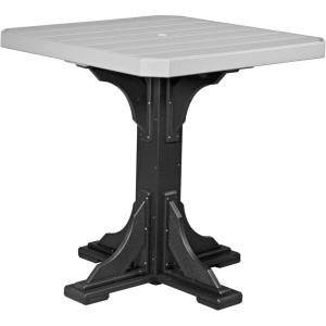 imageLuxCraft 41Inch Poly Square Outdoor Dining Table Outdoor Patio Table with Umbrella Hole Plug ampamp Stabilizer Dining Counter or Bar Height Patio Tables Cedar ampamp Black Counter HeightDove Gray  Black