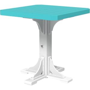 imageLuxCraft 41Inch Poly Square Outdoor Dining Table Outdoor Patio Table with Umbrella Hole Plug ampamp Stabilizer Dining Counter or Bar Height Patio Tables Cedar ampamp Black Counter HeightAruba Blue  White