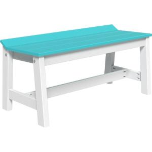 imageLuxCraft Caf Poly Outdoor Dining Bench Antique Mahogany 41quotAruba Blue  White