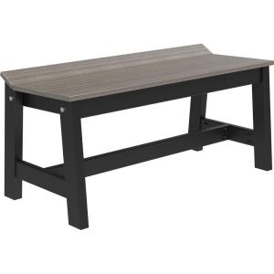 imageLuxCraft Caf Poly Outdoor Dining Bench Antique Mahogany 41quotCoastal Gray  Black