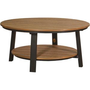imageLuxCraft Deluxe Poly Round Outdoor Coffee Table Two Tier Coffee Table Round Conversation Tables for Outside Patio with Lower Shelf  Amish Made in USA Aruba Blue ampamp WhiteAntique Mahogany  Black