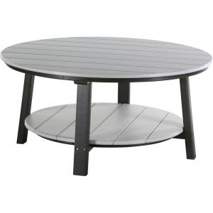 imageLuxCraft Deluxe Poly Round Outdoor Coffee Table Two Tier Coffee Table Round Conversation Tables for Outside Patio with Lower Shelf  Amish Made in USA Aruba Blue ampamp WhiteDove Gray  Black