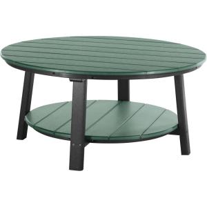 imageLuxCraft Deluxe Poly Round Outdoor Coffee Table Two Tier Coffee Table Round Conversation Tables for Outside Patio with Lower Shelf  Amish Made in USA Aruba Blue ampamp WhiteGreen  Black