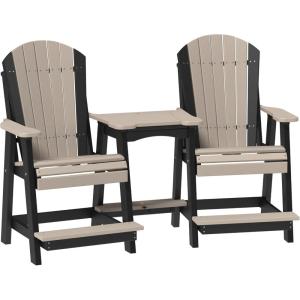 imageLuxCraft Poly TeteaTete Patio Table and Counter Height Balcony Chairs with Umbrella Hole Weatherproof Outdoor Patio Furniture Set for Outside  Amish Made in USA Tangerine ampamp WhiteWeatherwood  Black