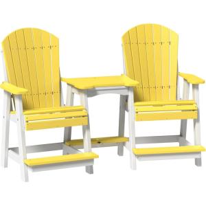 imageLuxCraft Poly TeteaTete Patio Table and Counter Height Balcony Chairs with Umbrella Hole Weatherproof Outdoor Patio Furniture Set for Outside  Amish Made in USA Tangerine ampamp WhiteYellow  White