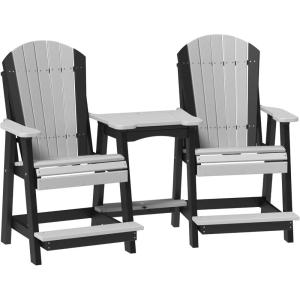 imageLuxCraft Poly TeteaTete Patio Table and Counter Height Balcony Chairs with Umbrella Hole Weatherproof Outdoor Patio Furniture Set for Outside  Amish Made in USA Tangerine ampamp WhiteDove Gray  Black