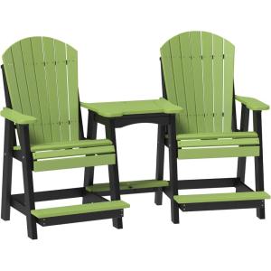 imageLuxCraft Poly TeteaTete Patio Table and Counter Height Balcony Chairs with Umbrella Hole Weatherproof Outdoor Patio Furniture Set for Outside  Amish Made in USA Tangerine ampamp WhiteLime Green  Black