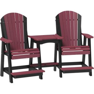 imageLuxCraft Poly TeteaTete Patio Table and Counter Height Balcony Chairs with Umbrella Hole Weatherproof Outdoor Patio Furniture Set for Outside  Amish Made in USA Tangerine ampamp WhiteCherrywood  Black