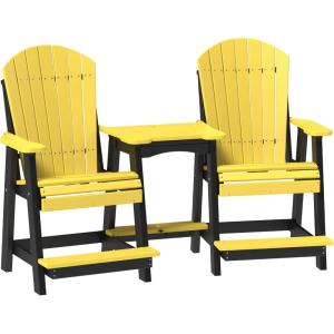 imageLuxCraft Poly TeteaTete Patio Table and Counter Height Balcony Chairs with Umbrella Hole Weatherproof Outdoor Patio Furniture Set for Outside  Amish Made in USA Tangerine ampamp WhiteYellow  Black