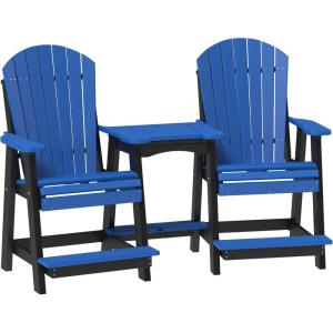 imageLuxCraft Poly TeteaTete Patio Table and Counter Height Balcony Chairs with Umbrella Hole Weatherproof Outdoor Patio Furniture Set for Outside  Amish Made in USA Tangerine ampamp WhiteBlue  Black