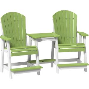 imageLuxCraft Poly TeteaTete Patio Table and Counter Height Balcony Chairs with Umbrella Hole Weatherproof Outdoor Patio Furniture Set for Outside  Amish Made in USA Tangerine ampamp WhiteLime Green  White