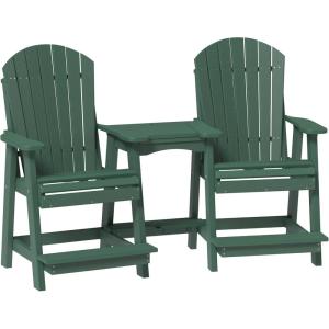 imageLuxCraft Poly TeteaTete Patio Table and Counter Height Balcony Chairs with Umbrella Hole Weatherproof Outdoor Patio Furniture Set for Outside  Amish Made in USA Tangerine ampamp WhiteGreen