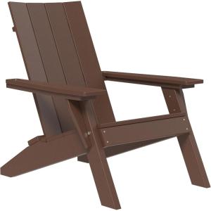 imageLuxCraft Poly Urban Adirondack Chair Plastic Chairs for Outside Camping Chair Deck Chairs  Amish Made in USA Coastal GrayChestnut Brown