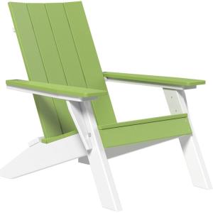 imageLuxCraft Poly Urban Adirondack Chair Plastic Chairs for Outside Camping Chair Deck Chairs  Amish Made in USA Coastal GrayLime Green on White