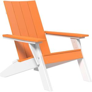 imageLuxCraft Poly Urban Adirondack Chair Plastic Chairs for Outside Camping Chair Deck Chairs  Amish Made in USA Coastal GrayOrange on White