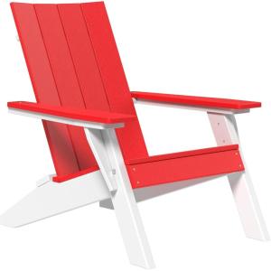 imageLuxCraft Poly Urban Adirondack Chair Plastic Chairs for Outside Camping Chair Deck Chairs  Amish Made in USA Coastal GrayRed on White