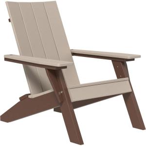 imageLuxCraft Poly Urban Adirondack Chair Plastic Chairs for Outside Camping Chair Deck Chairs  Amish Made in USA Coastal GrayWeatherwood on Chestnut Brown