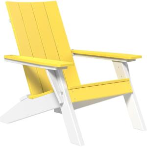 imageLuxCraft Poly Urban Adirondack Chair Plastic Chairs for Outside Camping Chair Deck Chairs  Amish Made in USA Coastal GrayYellow on White