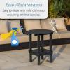imageDutchCrafters Double Tier Round Bistro Table Counter Height Table Small Outdoor Side Table for Pool Deck and Fire Pit Areas Recycled Plastic Patio Table WhiteBlack