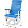 imageDutchCrafters Modern Horizontal Slat High Back Poly Adirondack Swivel Glider Outdoor Patio Chair Black ampamp Light GrayWhite  Blue