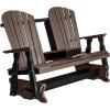 imageDutchCrafters Poly 5 Fanback Adirondack Double Glider with Table Double Glider Bench for Outside Patio Outdoor Glider Bench Gray ampamp BlackBrown  Black