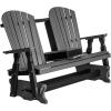 imageDutchCrafters Poly 5 Fanback Adirondack Double Glider with Table Double Glider Bench for Outside Patio Outdoor Glider Bench Gray ampamp BlackDark Gray  Black