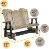imageDutchCrafters Poly 5 Fanback Adirondack Double Glider with Table Double Glider Bench for Outside Patio Outdoor Glider Bench Gray ampamp BlackDark Gray  Black