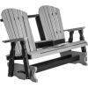 imageDutchCrafters Poly 5 Fanback Adirondack Double Glider with Table Double Glider Bench for Outside Patio Outdoor Glider Bench Gray ampamp BlackGray  Black