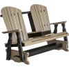 imageDutchCrafters Poly 5 Fanback Adirondack Double Glider with Table Double Glider Bench for Outside Patio Outdoor Glider Bench Gray ampamp BlackWeatherwood  Black