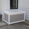 imageDutchCrafters Poly Waterproof Outdoor Deck Box 200Gallon Large Deck Box Weatherproof Storage for Pool Decor Porch Packages Pool Towel Holder Holds Up To 10 Cushions Gray ampamp WhiteWeatherwood  White
