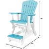 imageDutchCrafters Slat Fan Back Poly Balcony Adirondack Glider with Footrest Outdoor Patio Chair White ampamp Light GrayWhite  Aruba Blue