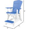 imageDutchCrafters Slat Fan Back Poly Balcony Adirondack Glider with Footrest Outdoor Patio Chair White ampamp Light GrayWhite  Blue
