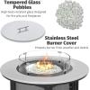imageLuxCraft 46quot Lumin Round Gas Propane Fire Pit Table for Outdoor Patio with Tempered Glass Wind Guard and Stainless Steel Burner Cover  Amish Made in USA Coastal Gray ampamp BlackAntique Mahogany  Black