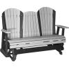imageLuxCraft 5 Adirondack Double Glider Bench 2 Person Outdoor Glider Chair Outdoor Gliding Loveseat Coastal Gray ampamp BlackDove Gray on Black
