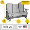 imageLuxCraft 5 Adirondack Double Glider Bench 2 Person Outdoor Glider Chair Outdoor Gliding Loveseat Coastal Gray ampamp BlackDove Gray on Slate Gray