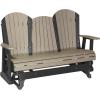 imageLuxCraft 5 Adirondack Double Glider Bench 2 Person Outdoor Glider Chair Outdoor Gliding Loveseat Coastal Gray ampamp BlackWeatherwood on Black