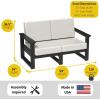 imageLuxCraft Poly Lanai Deep Seat 2 Person Outdoor Loveseat Small Patio Sofa with Weather Resistant Cushions Modern Outdoor Couch for 2  USA Amish Made Black Spectrum Dove FabricBlack  Cast Breeze Fabric