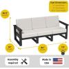imageLuxCraft Poly Lanai Deep Seat 3 Person Outdoor Patio Couch Modern Weather Resistant Cushioned Outside Sofa for 3  USA Amish Made Black Cast Breeze FabricBlack  Spectrum Carbon Fabric
