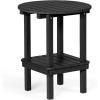 imageDutchCrafters Double Tier Round Bistro Table Counter Height Table Small Outdoor Side Table for Pool Deck and Fire Pit Areas Recycled Plastic Patio Table WhiteBlack