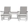 imageDutchCrafters Modern Horizontal Slat High Back Poly Double Glider Chairs with Center Table Outdoor Patio Furniture Black ampamp WeatherwoodWhite  Light Gray
