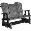 imageDutchCrafters Poly 5 Fanback Adirondack Double Glider with Table Double Glider Bench for Outside Patio Outdoor Glider Bench Gray ampamp BlackDark Gray  Black
